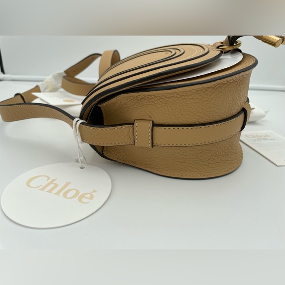 ❌SOLD❌ NEW CHLOE MARCIE TAN LEATHER SMALL SADDLE CROSSBODY BAG PURSE NWT - Picture 8 of 16